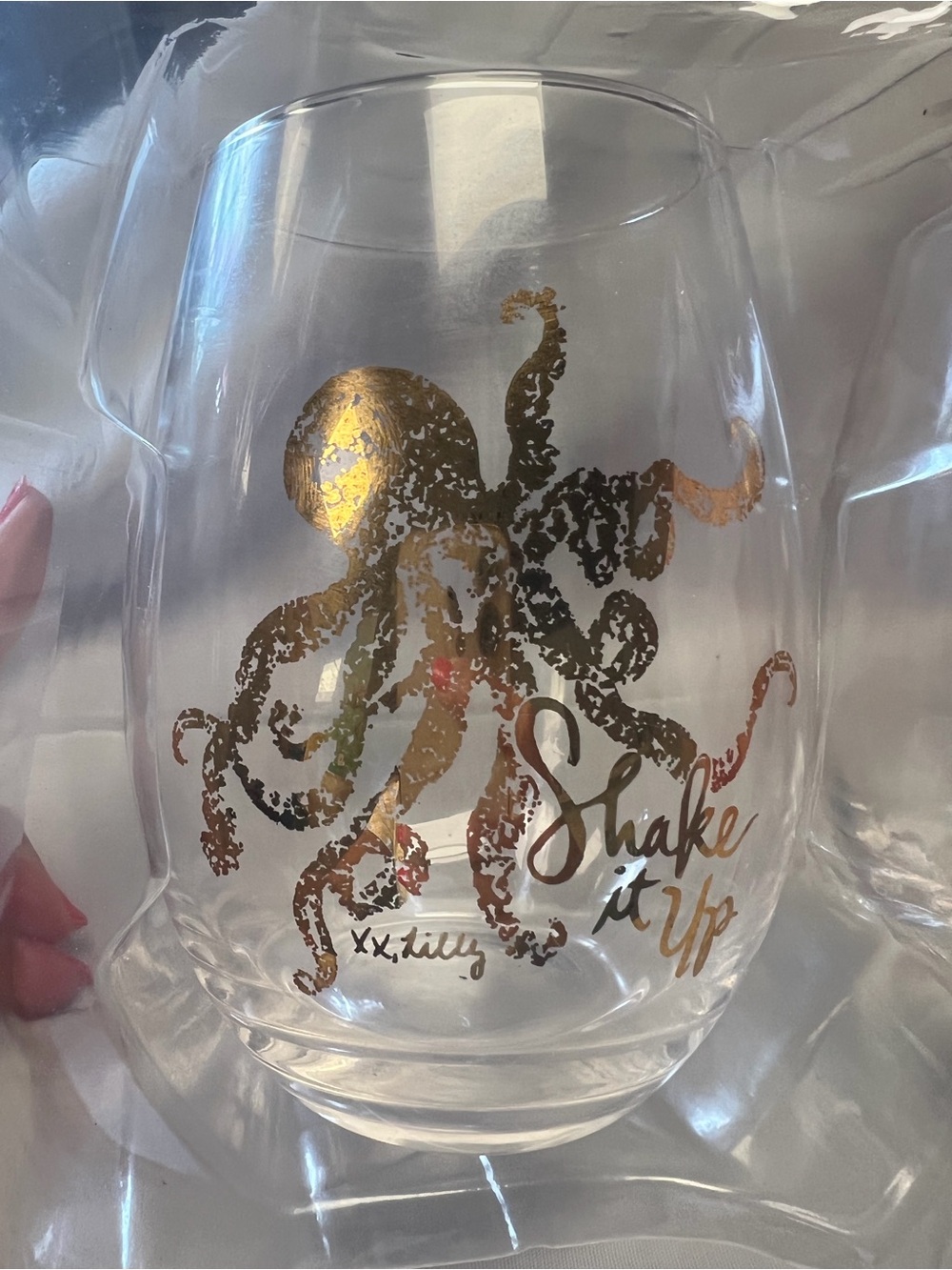 Lilly Pulitzer  NWT Octopus "Shake It Up" Stemless Wine Glass